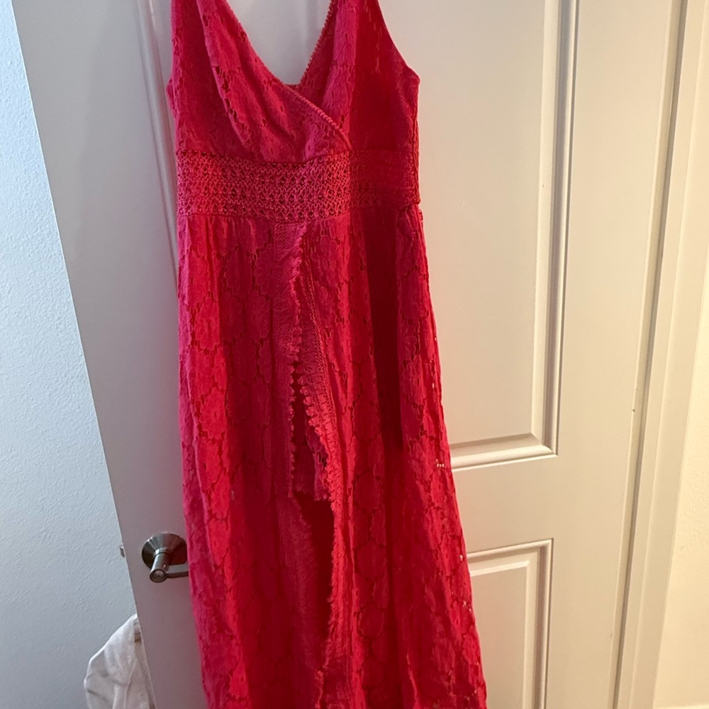 Pink Lace Sleeveless Dress romper